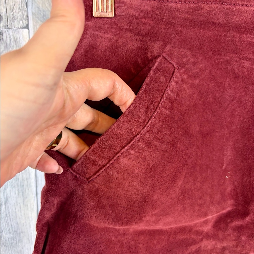 NWT Blank NCY Leather Suede A Line Miniskirt in Wine Red Size 25. - Picture 3 of 11